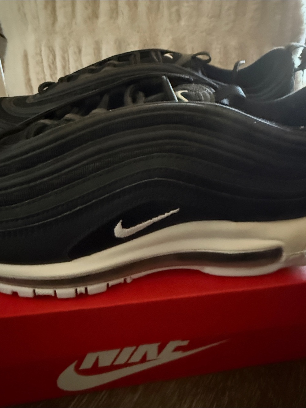 Nike Men's Air Max 97 Black with White Swoosh